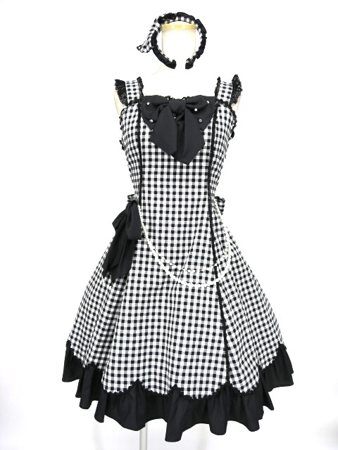 Angelic Pretty Cute Heart ジャンパースカート 白黒 angelic pretty