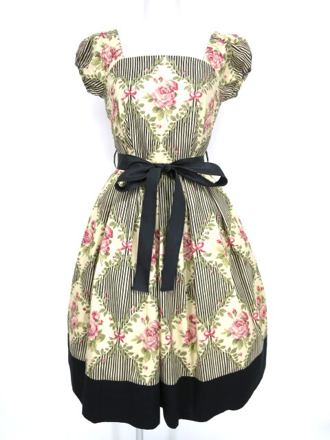 Mille Fleurs 薔薇ストライプ ワンピース