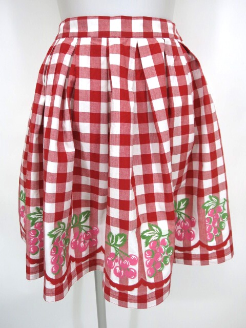Emily Temple cute フルーツ刺繍ギンガムチェックスカート
