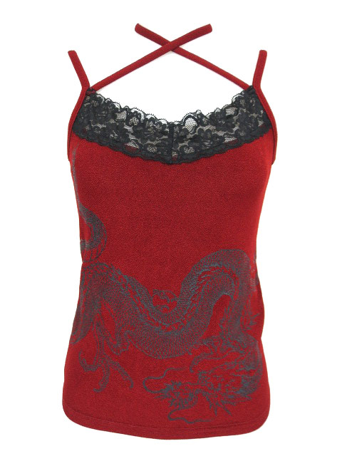 Qutie Frash 龍プリントレース付きキャミソール