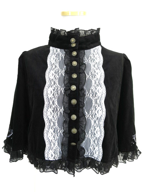 h.NAOTO FRILL 南瓜の馬車刺繍入り別珍ケープ