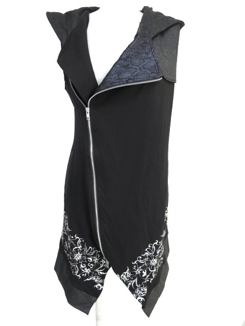 Sixh. ノースリーブライダースロングパーカー