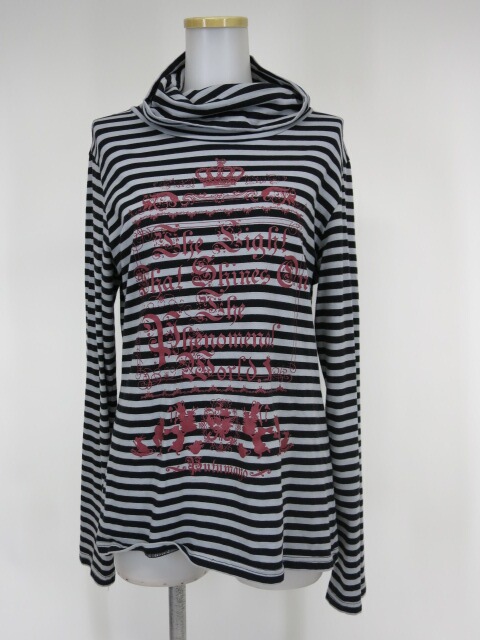 PUTUMAYO タートルネックボーダー長袖カットソー