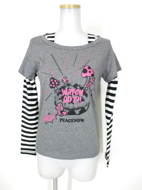 PEACE NOW ボーダー切替長袖カットソー