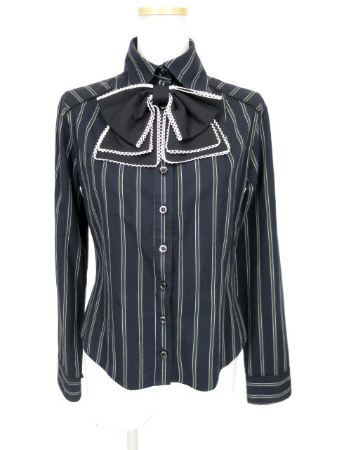 BPN リボンタイ付きレジメンストライプシャツ