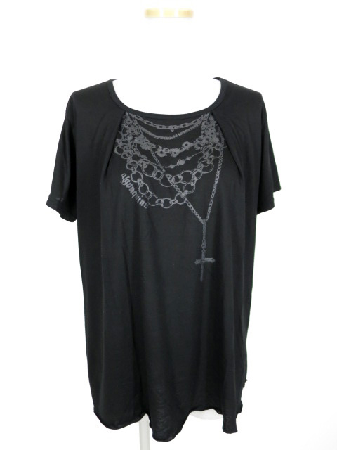 ALGONQUINS チェーンネックレスプリント半袖カットソー