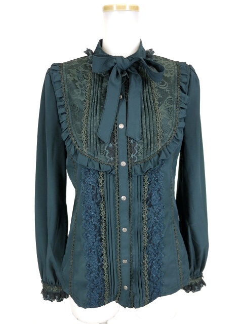 OZZ ONESTE ボウタイ衿レース切替ブラウス