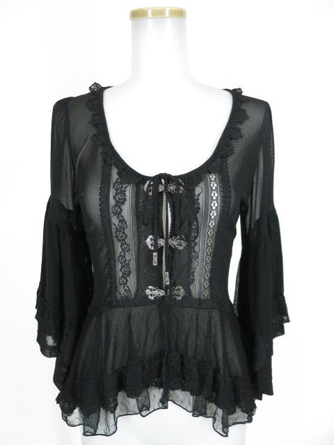 OZZ ONESTE フレア袖メッシュチュールカーディガン