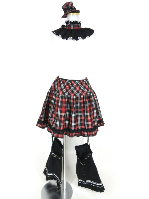 PUTUMAYO チェック裾カバー付きスカート＆つけ衿＆ハット2種 プトマヨ