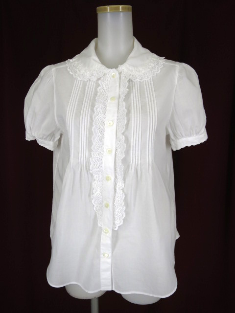 Jane Marple レース付きピンタック半袖ブラウス