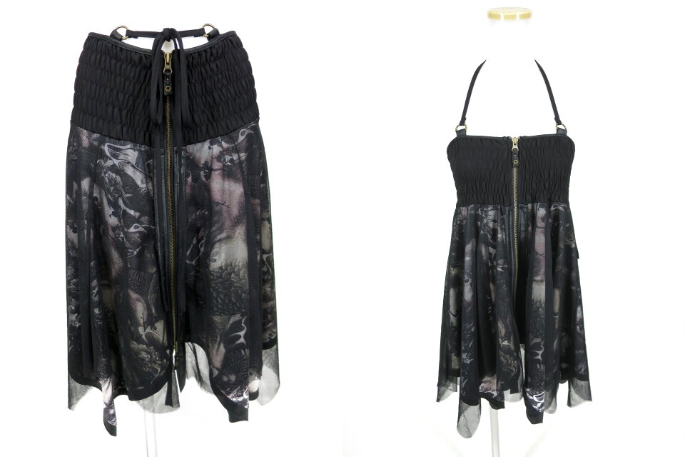 Ozz Croce メッシュ重ね龍和柄2wayスカート