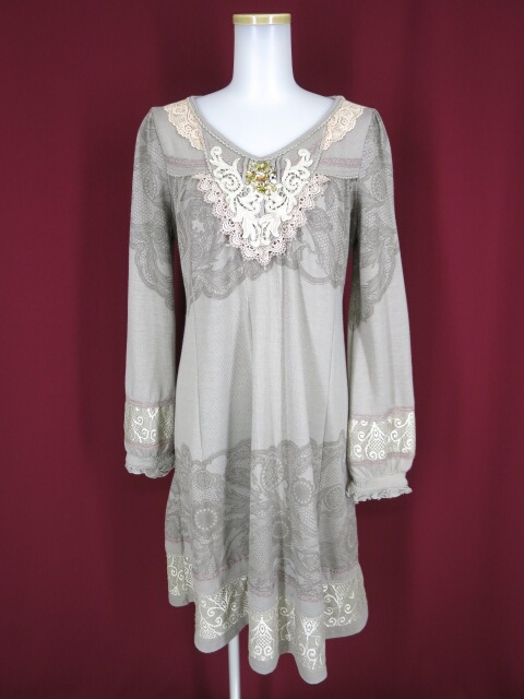 Ozz Croce レース＆ビジュー付きニットワンピース