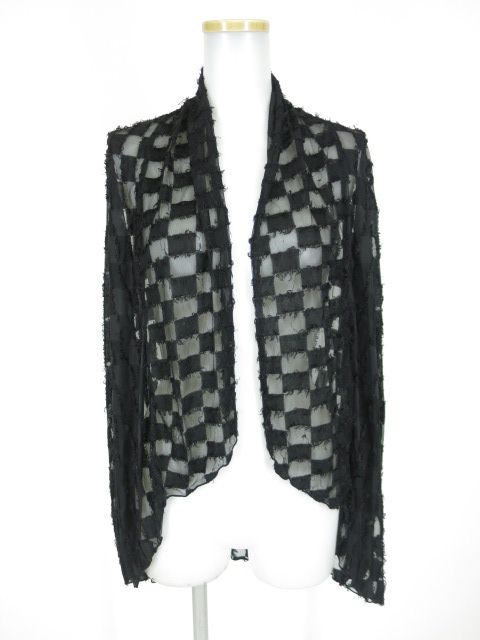 BPN シースルー市松チェックドレープカーディガン
