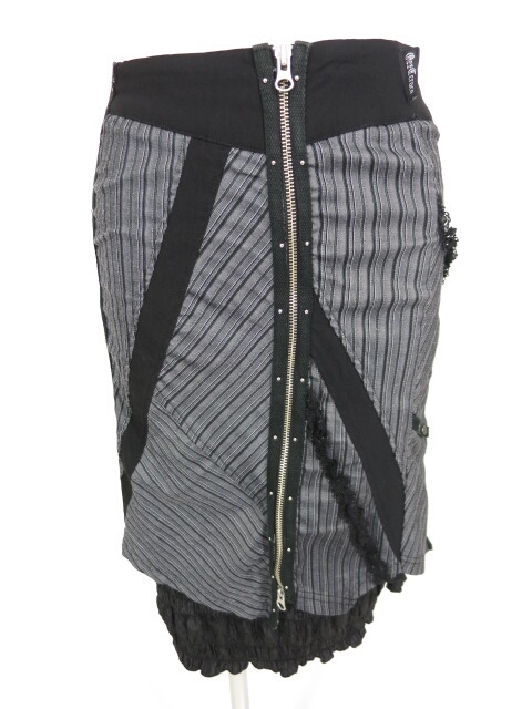 Ozz Croce ジップ付きストライプスカート