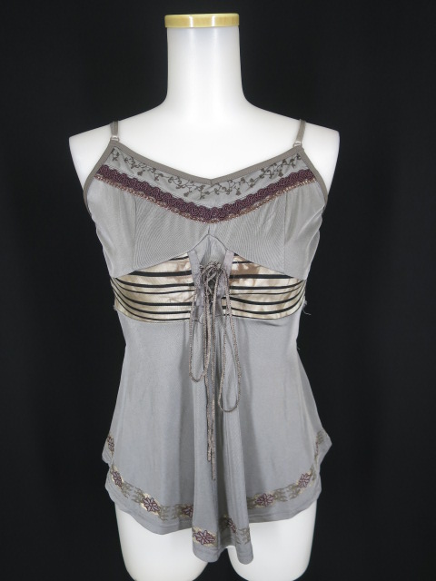 OZZ ONESTE 編み上げ付きボーダー切替キャミソール