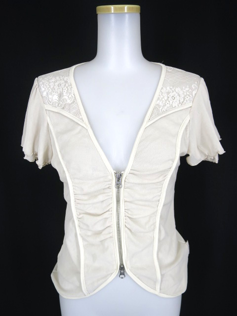 Rozen Kavalier メッシュチュール半袖ジップカーディガン