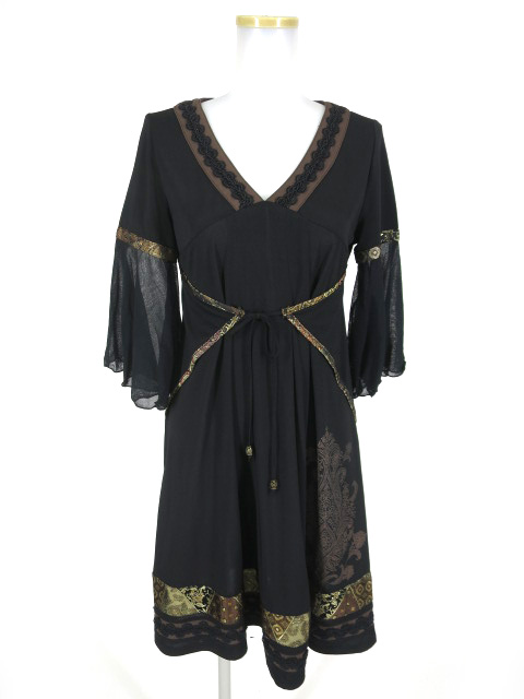 OZZ ONESTE チャイナ生地切替ワンピース