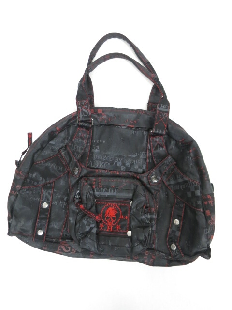 HN+nois コーティングプリント柄ボストンバッグ