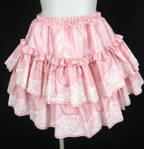 MARBLE レース付きシャンタンフリルスカート