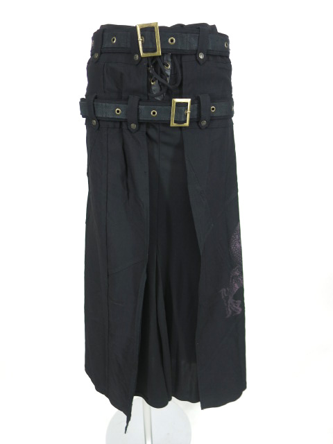 Ozz On hikozoh ダブルベルト龍プリントロングスカート