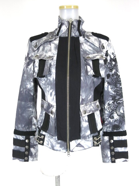 Ozz On hikozoh 袖龍刺繍入りむら染めジップアップジャケット