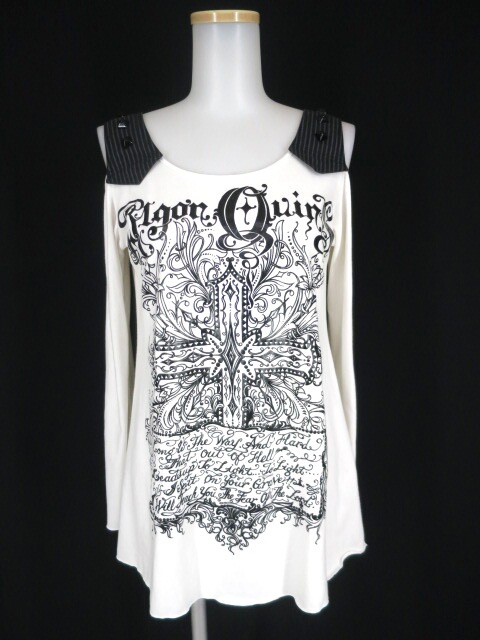 ALGONQUINS クロス柄オフショルダーカットソー