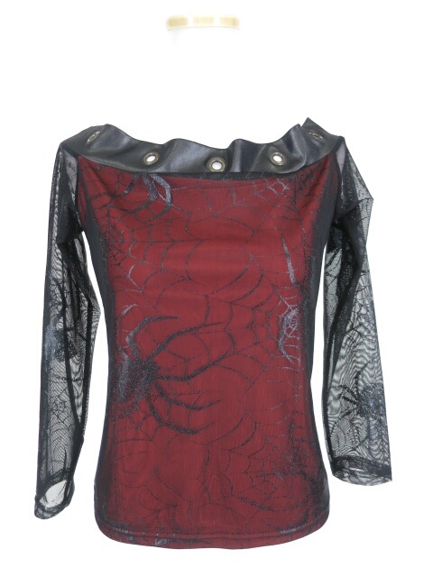 Qutie Frash 蜘蛛の巣メッシュ重ね長袖カットソー