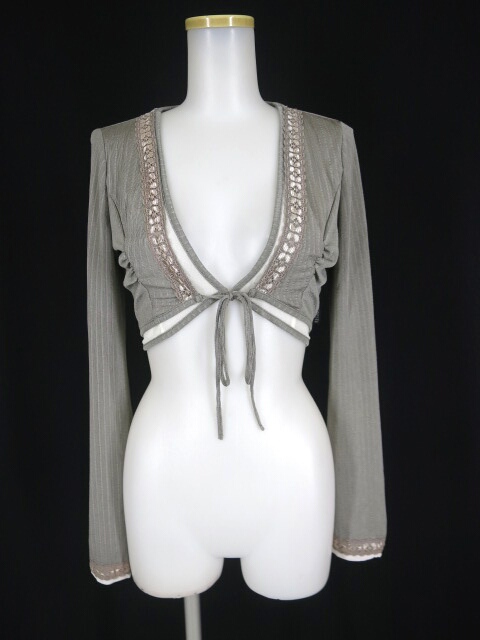 OZZ ONESTE レース付きシースルーストライプボレロ