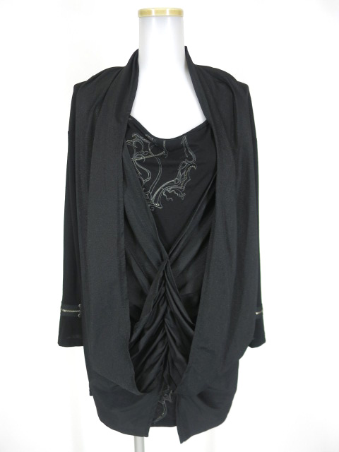 Ozz Croce 首ストール風レイヤード長袖カットソー