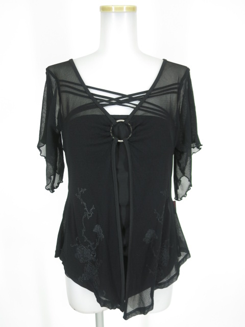 OZZ ONESTE メッシュチュールレイヤード半袖カットソー