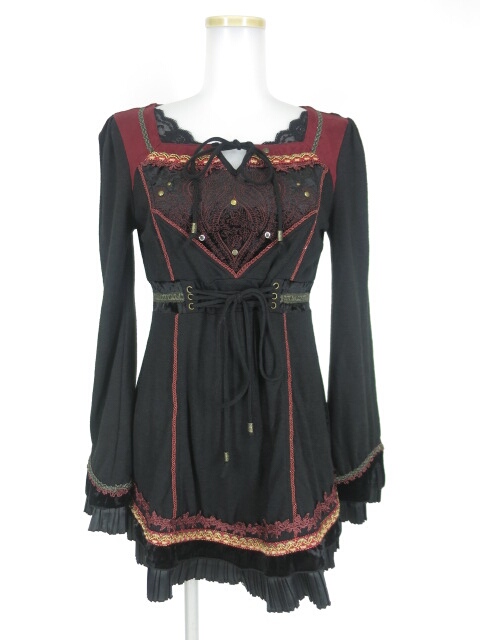 OZZ ONESTE サテンプリーツ付きニットチュニック