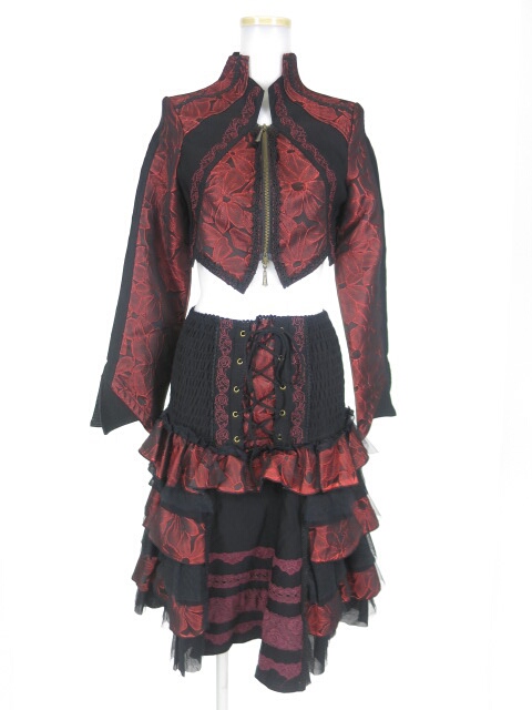 Ozz Croce 花柄ジャガードジャケット＆フリル2wayスカート セット