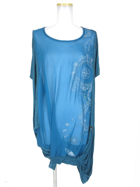 Ozz Croce シフォン切替半袖プルオーバー