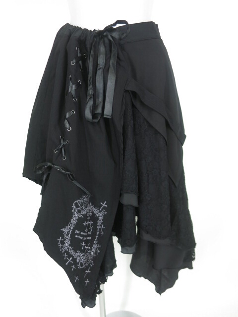 h.NAOTO Blood クロス刺繍入りアシンメトリースカート