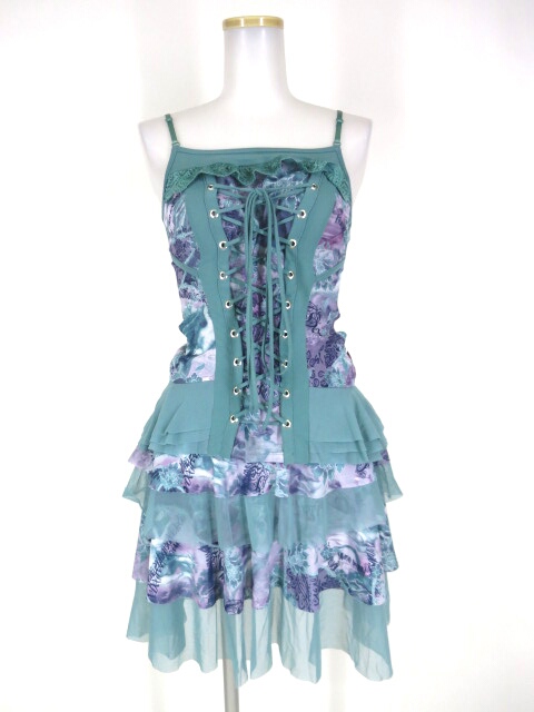 Ozz On 絵画柄メッシュチュールキャミソール&スカート セット