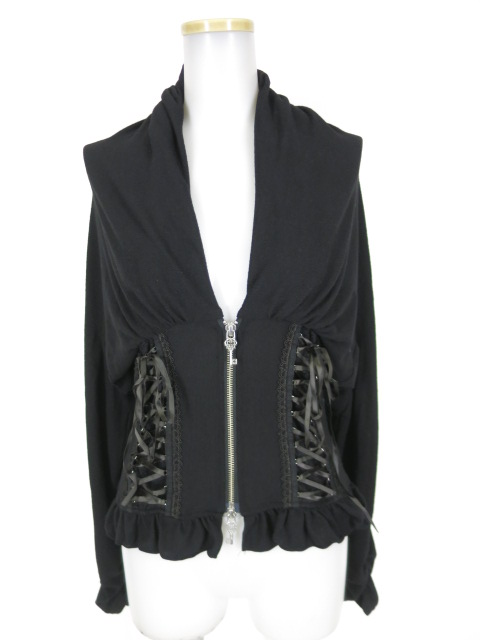 OZZ ANGELO 編み上げ付き鍵チャームジップカーディガン