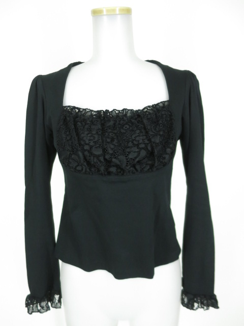 BPN 胸レース切替長袖カットソー