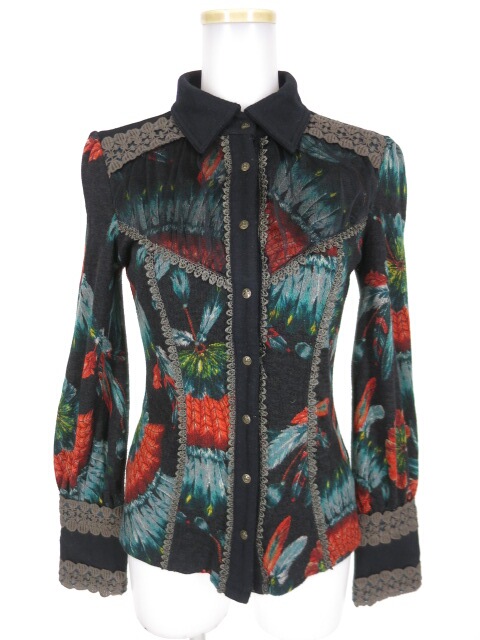 Rozen Kavalier 羽根柄ニットブラウス