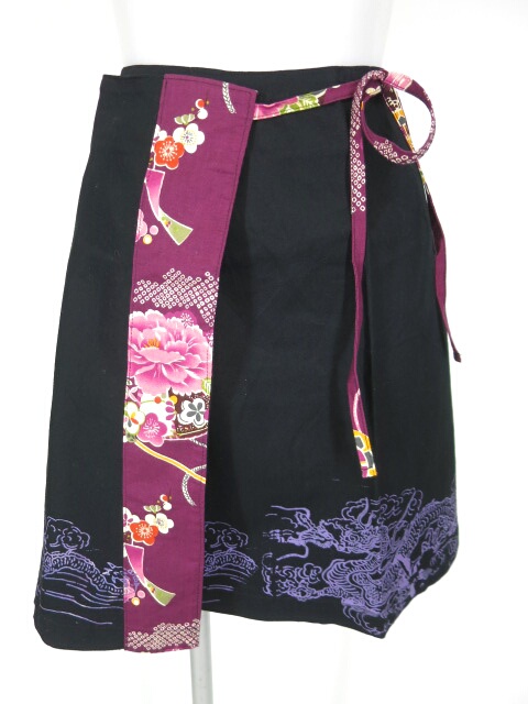 gouk 龍プリント巻きスカート