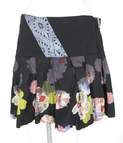 gouk 和花柄プリーツ巻きスカート