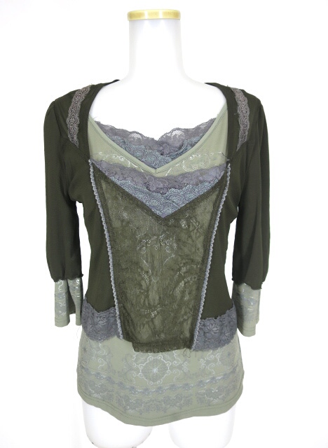 OZZ ONESTE メッシュレイヤード七分袖カットソー