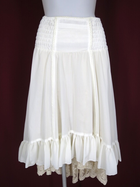 OZZ ANGELO 裾レース付き後ろ下がりヘムメッシュチュールスカート