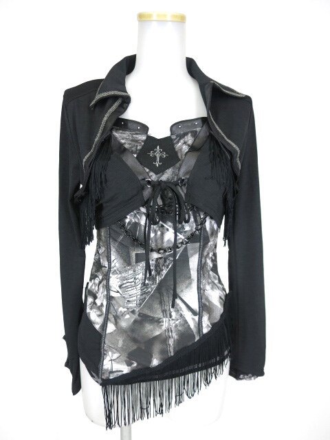 Ozz Croce チェーン付き総柄キャミソール＆ボレロ アンサンブル