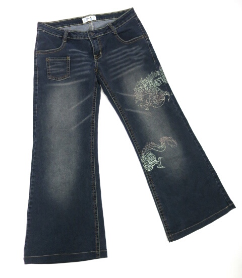 gouk 龍プリントデニムパンツ