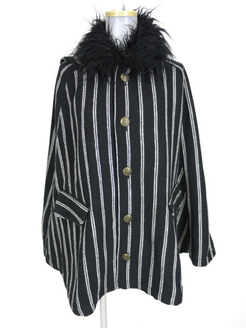 ALGONQUINS 悪魔ツノフード付きストライプケープ