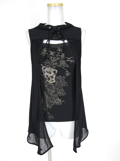 OZZ ONESTE メッシュ重ねノースリーブカットソー