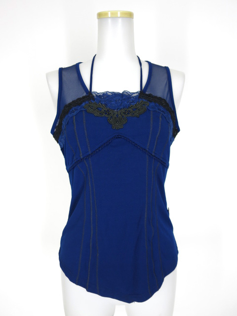 Ozz Croce メッシュ切替ノースリーブカットソー