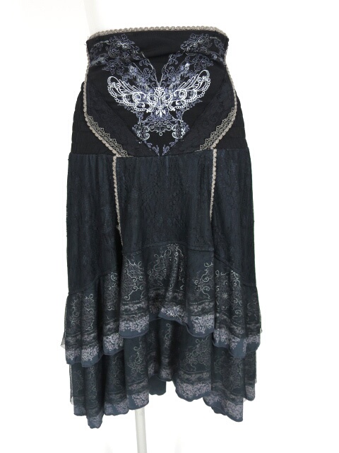 OZZ ANGELO レース重ね後ろ下がり2wayスカート
