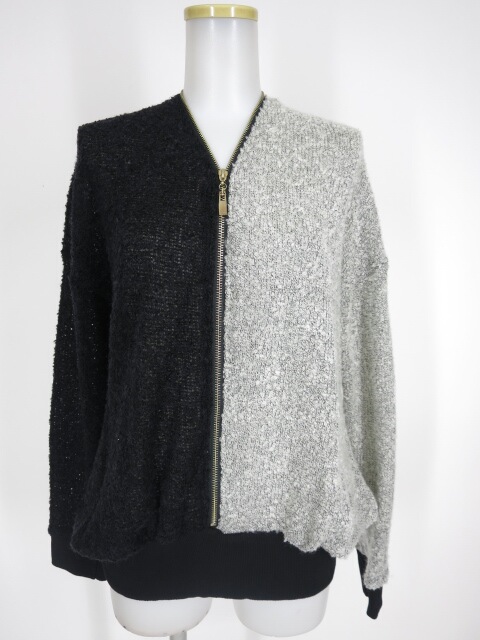 Ozz Croce ジップ付きバイカラーニットプルオーバー