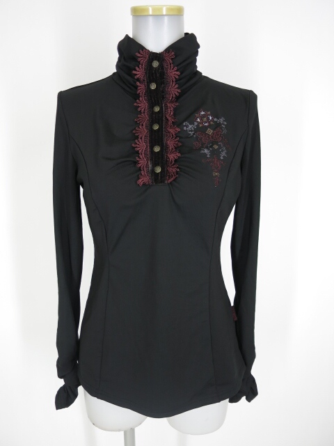 OZZ ONESTE 胸ボタン付きハイネック長袖カットソー